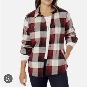 Carhartt Long Sleeve Button Up Lined Flannel Shirt Red/Black Womens XS Shacket